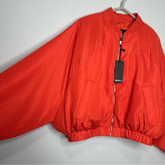 Forever 21 Orange Crop Bomber Jacket - Picture 8 of 15